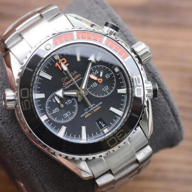 Orange-Black Bezel, Steel Bracelet