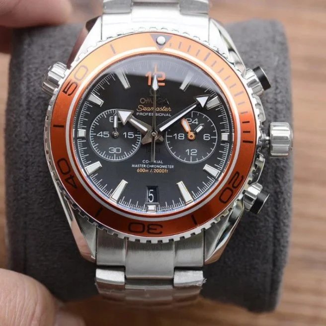 Orange Bezel, Black Dial, Steel Bracelet