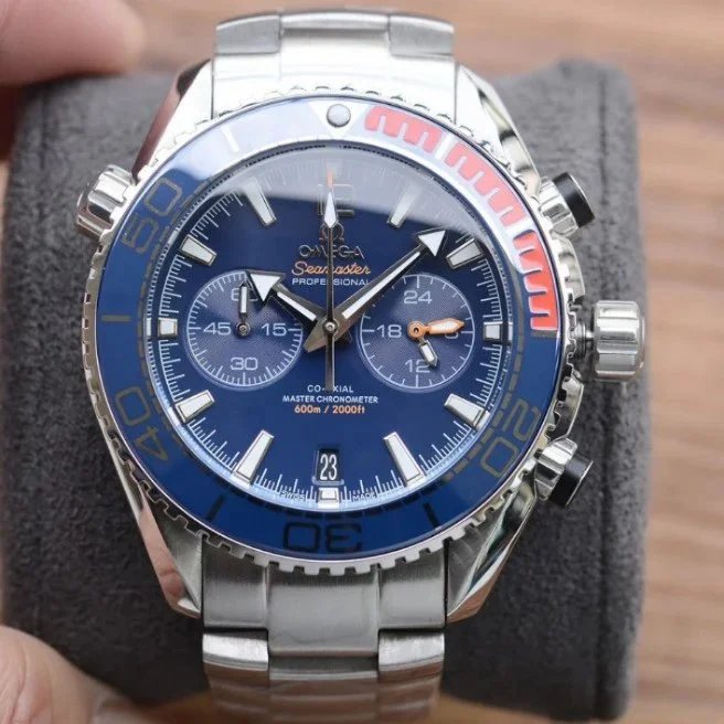 Red-Blue Bezel, Blue Dial, Steel Bracelet