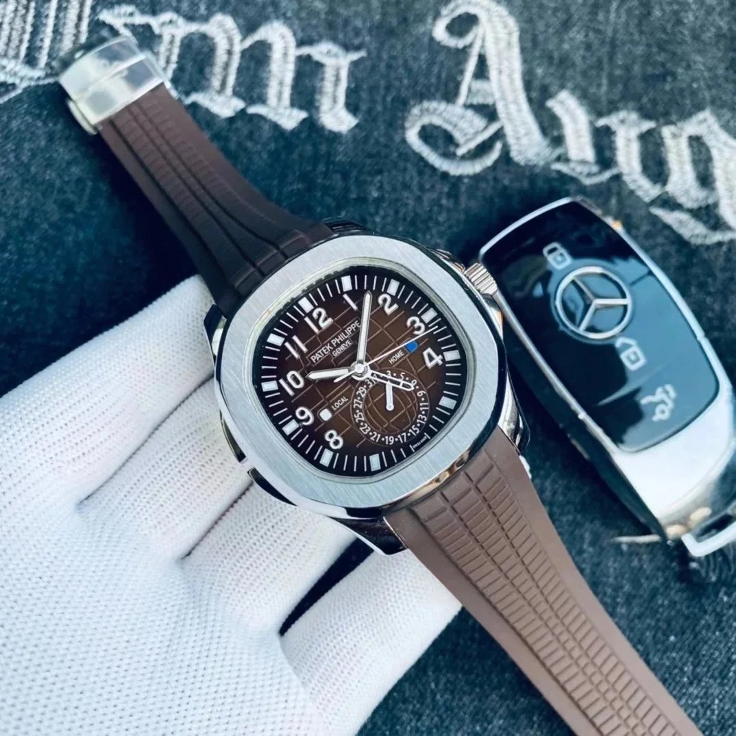 Patek Philippe Aquanaut Travel Time Brown Dial Rubber Strap Mechanical Watch