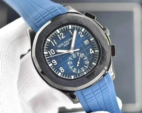 Patek Philippe Aquanaut Chronograph Blue Dial Rubber Strap Watch Watches - 1