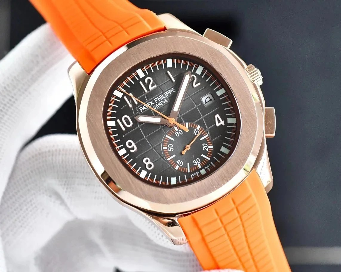 Patek Philippe Aquanaut Chronograph Orange Rubber Strap Mechanical Watch Watches