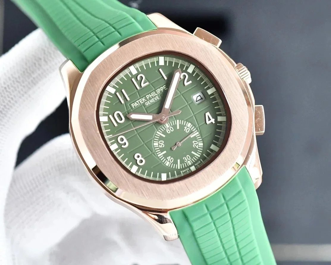 Patek Philippe Aquanaut Chronograph Green Dial Rose Gold Watch Watches