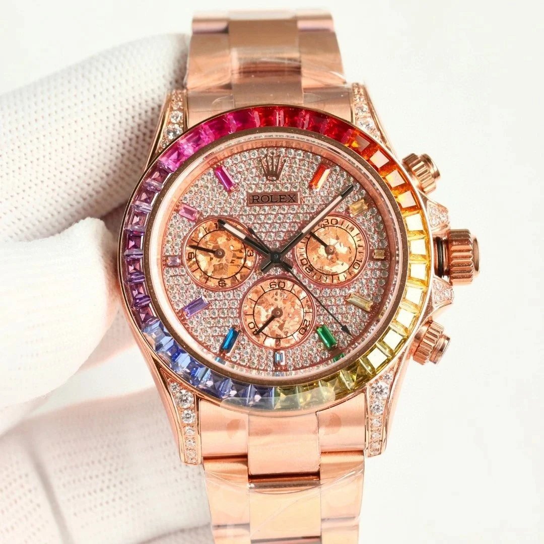 Steel Strap Rose Gold · Bar Diamond Markers · Full Diamond Dial