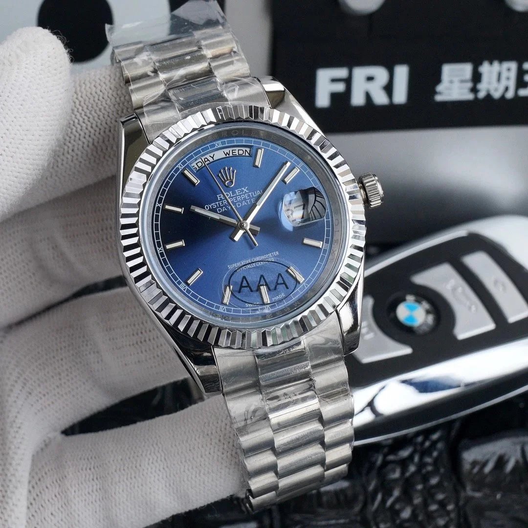 Silver Tone · Blue Dial