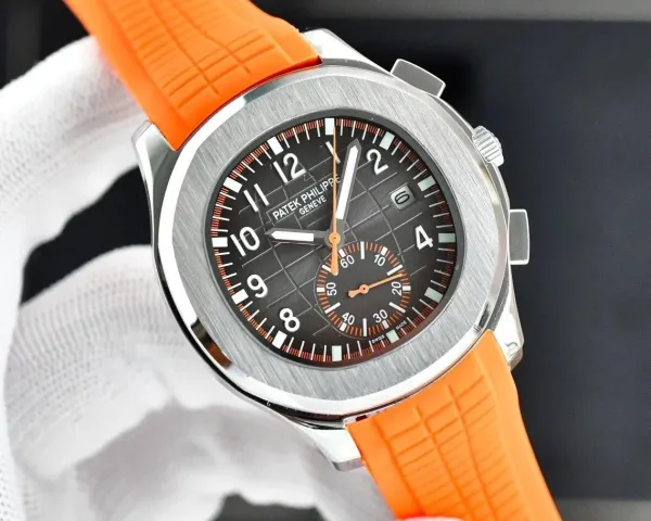 Patek Philippe Aquanaut Chronograph Orange Rubber Strap Mechanical Watch Watches - 5