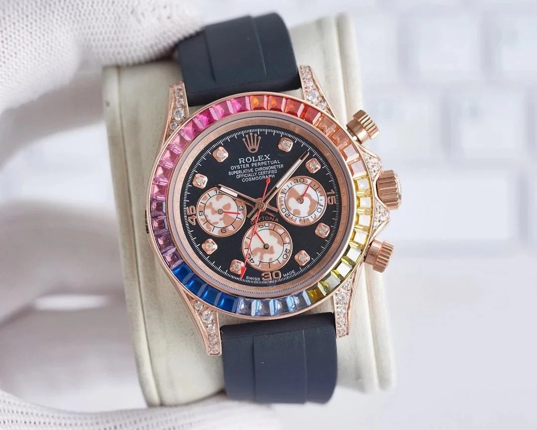 Silicone Strap Rose Gold · Square Diamond Markers