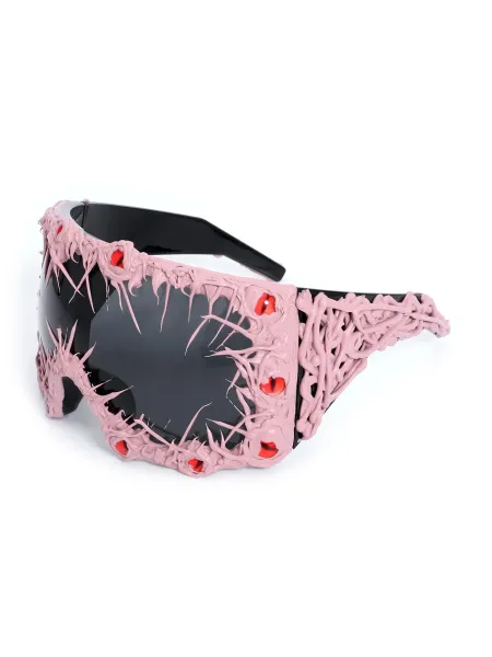 Design Pink Thorned Sunglasses with Red Accents Eyewear - 1