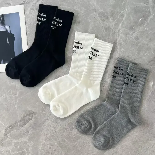 Design Holm Studios '96 Ribbed Crew Socks White Socks - 4
