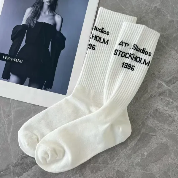 Design Holm Studios '96 Ribbed Crew Socks White Socks - 6
