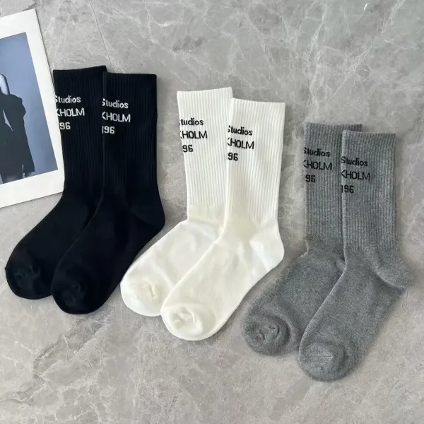 Design Holm Studios '96 Ribbed Crew Socks White Socks - 3