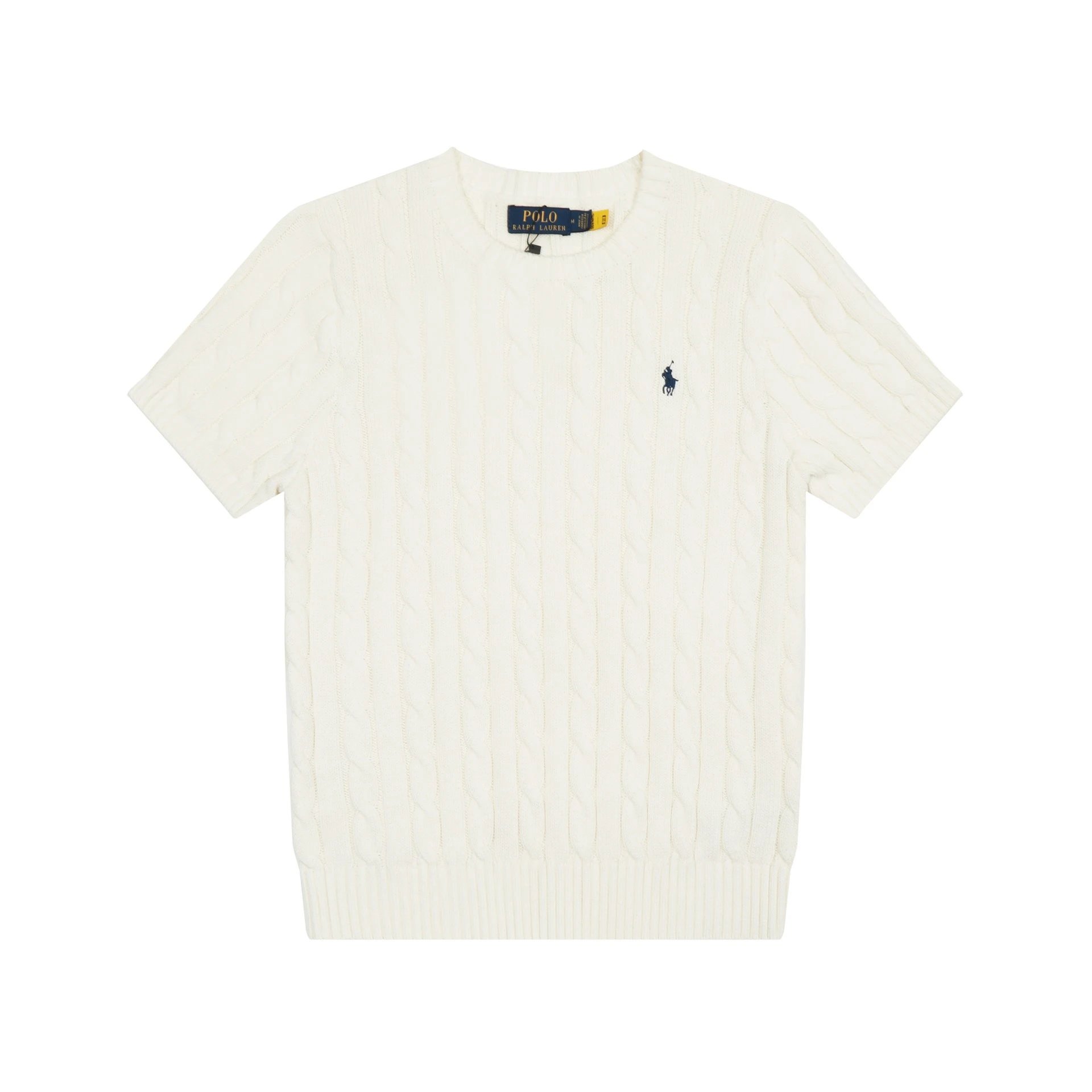 Polo Ralph Lauren Sweater Cable-Knit Short-Sleeve White