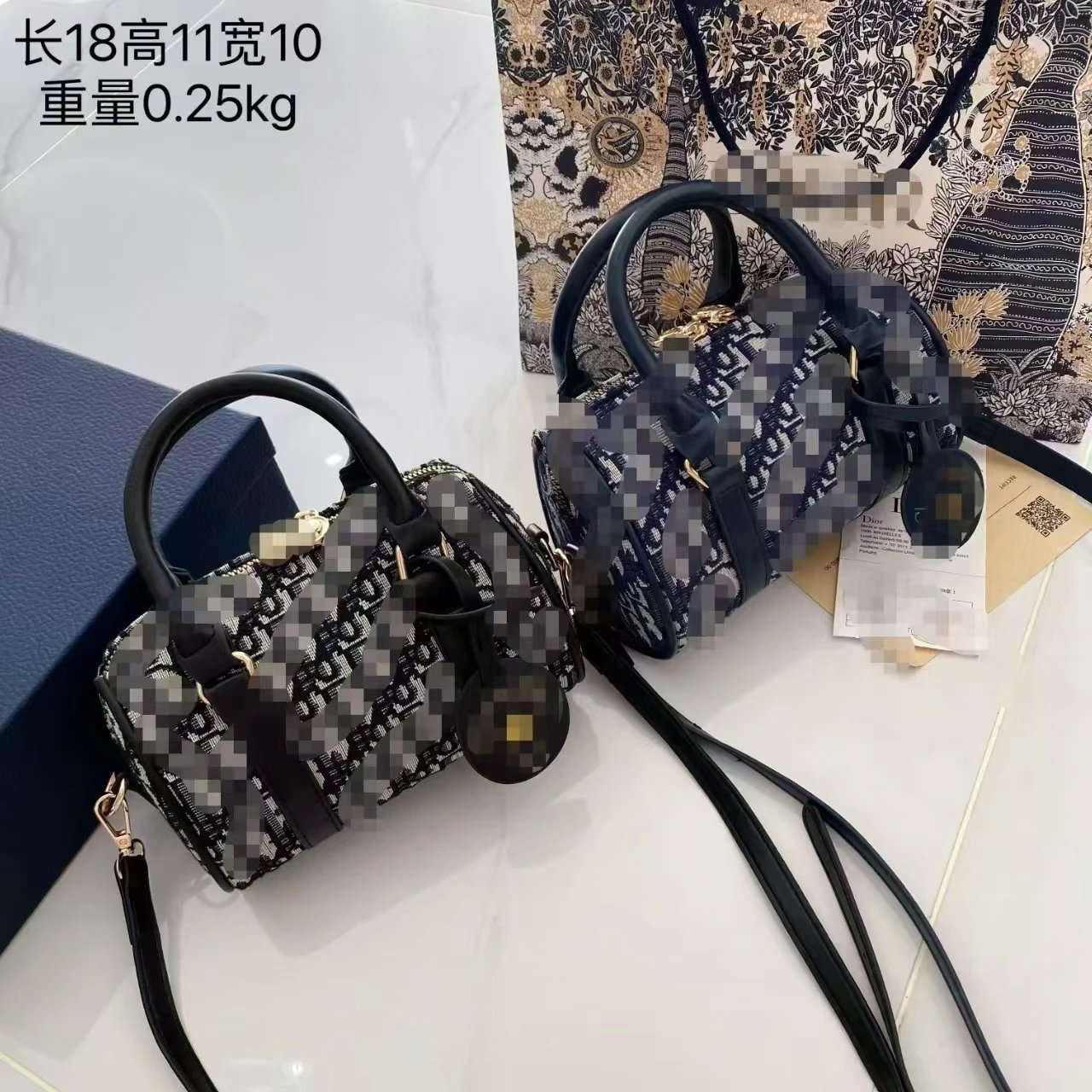 Dior Book Tote Mini Oblique Print Black and White Handbag - 3
