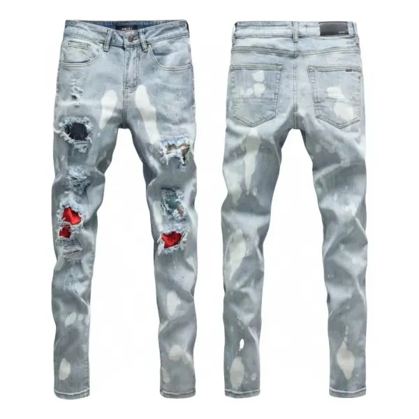 Amiri Distressed Bleach-Wash Slim Fit Jeans - 1