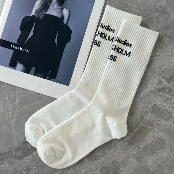 Design Holm Studios '96 Ribbed Crew Socks White Socks - 1