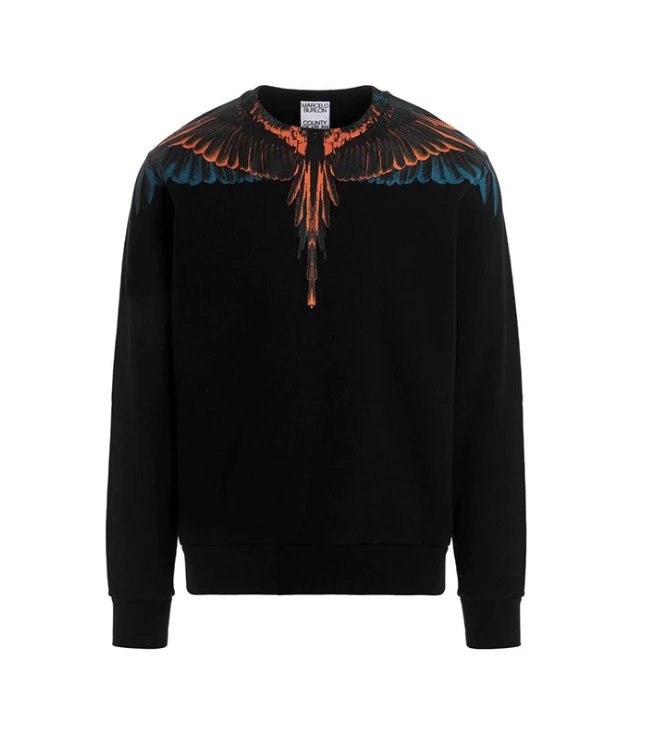 Marcelo Burlon County of Milan Wings Print Crewneck Black Sweatshirt Hoodie