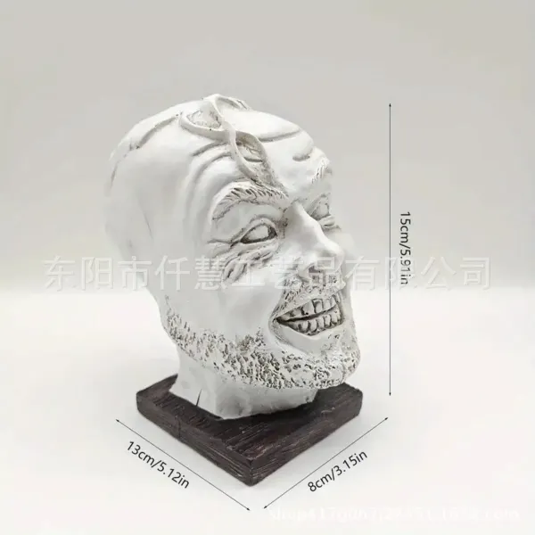 Design Horror Face Bookend White Resin Decorative Sculpture Accessories - 4