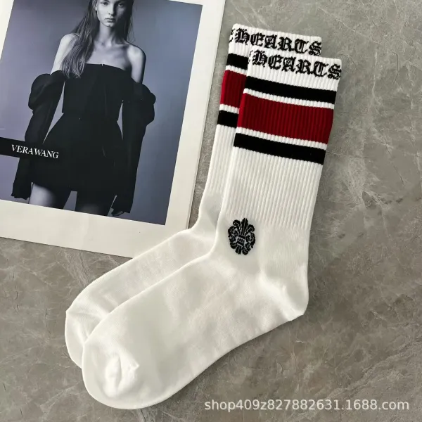 Chrome Hearts Stripe Crew Socks White / Red / Black - 1