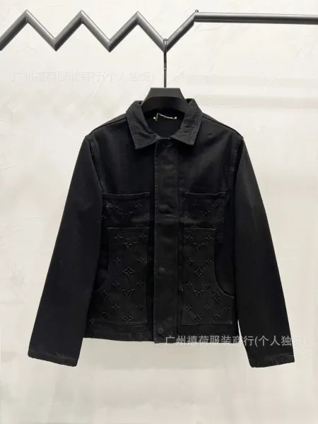 Louis Vuitton Monogram Embossed Denim Jacket Black - 1