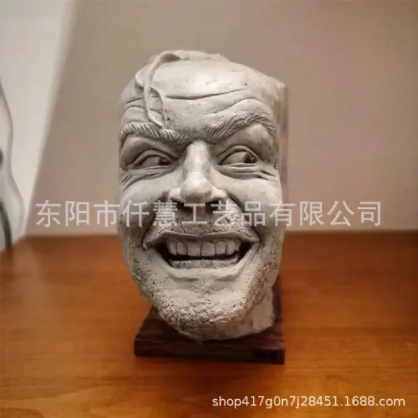 Design Horror Face Bookend White Resin Decorative Sculpture Accessories - 9