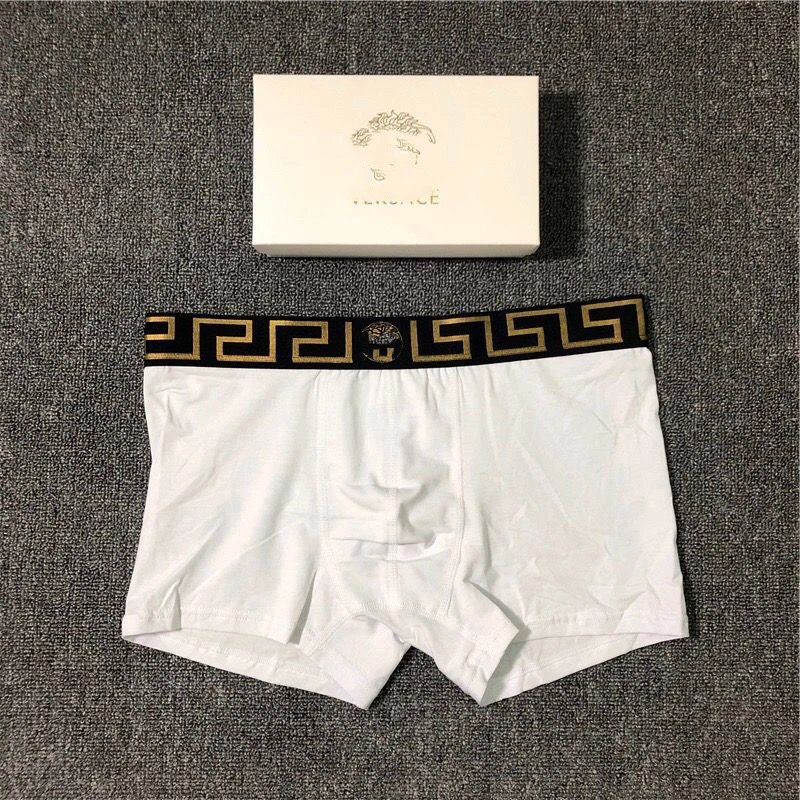 Versace Medusa Greek Key Waistband Boxer Brief White Underwear