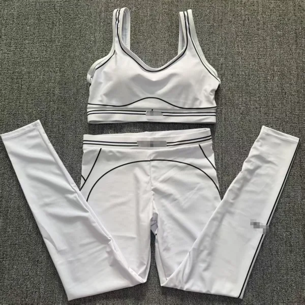 Design White Stripe Trim Activewear Set - 1