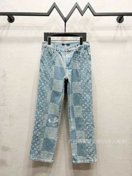 Louis Vuitton Monogram Patchwork Denim Jeans Light Blue - 1