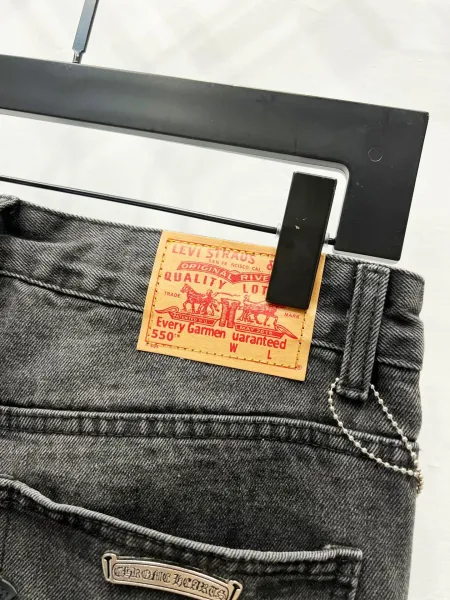 Chrome Hearts Pink Cross Embroidered Black Straight-Leg Jeans - 13