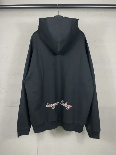 Balenciaga Logo Hoodie Black with White Stripe Sleeves - 21