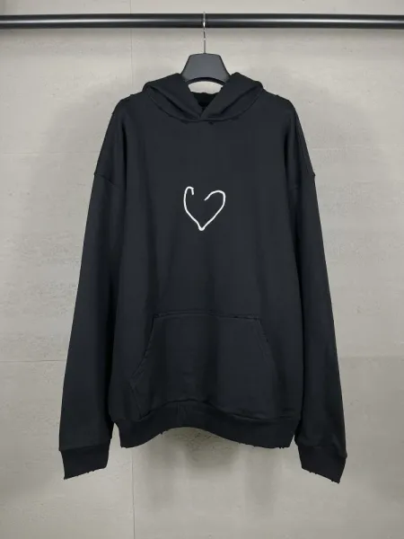 Balenciaga Logo Hoodie Black with White Stripe Sleeves - 24
