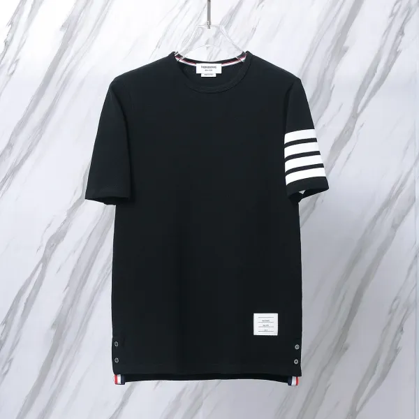 Thom Browne 4-Bar Stripe Cotton Piqué T-Shirt Black - 1