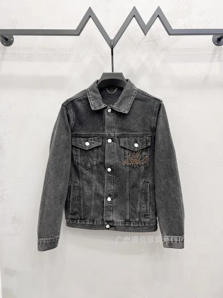 Louis Vuitton LV Embroidered Denim Jacket Charcoal Gray Denim-Jacket - 1