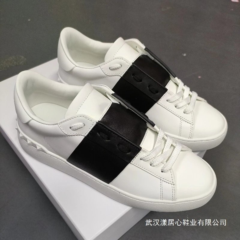 Valentino Rockstud Leather Sneakers White with Silver Panel - 3