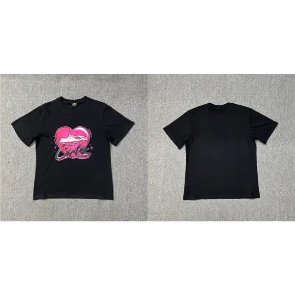 Design Heart Graphic Print Black T-Shirt Tops.t Shirts - 1