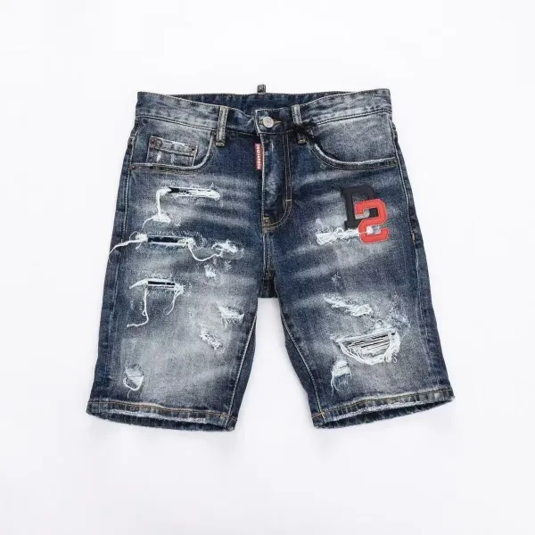 Design Distressed Cuffed Denim Shorts Light Wash - 4