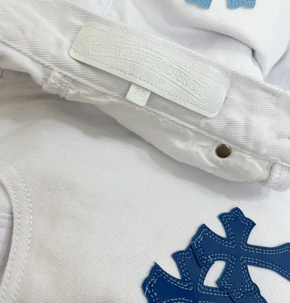 Chrome Hearts Cross-Embellished White Denim Jeans - 7