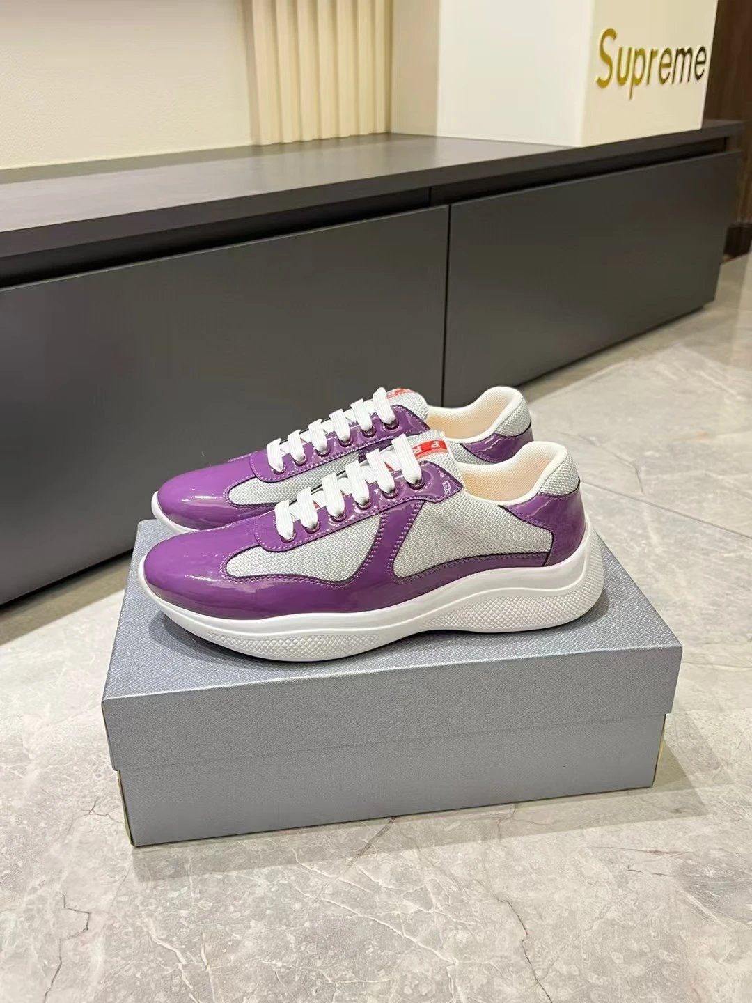 Prada Linea Rossa Runner White Gray Sneakers - 44
