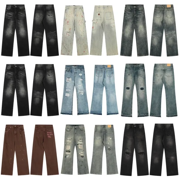 Design Distressed Patchwork Flared Jeans Black - 6