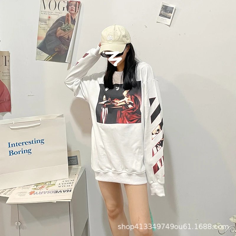 Off-White Diagonal Print Zip-Up Hoodie Black - 17