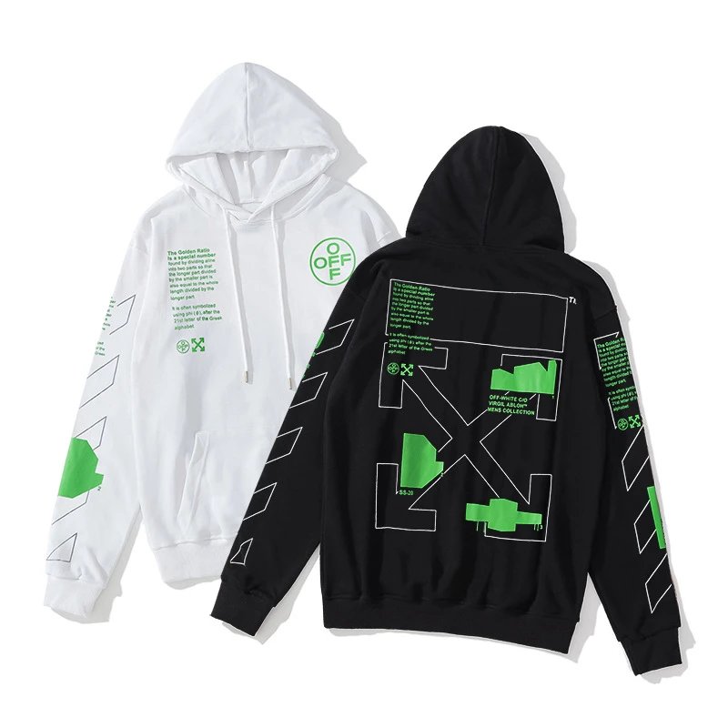 Off-White Diagonal Print Zip-Up Hoodie Black - 53