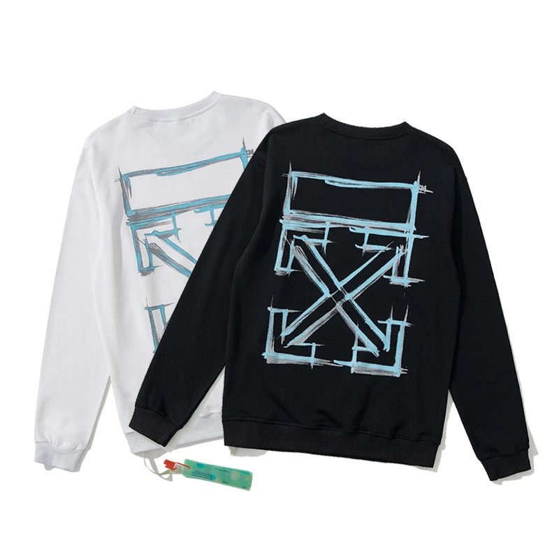 Off-White Diagonal Print Zip-Up Hoodie Black - 60