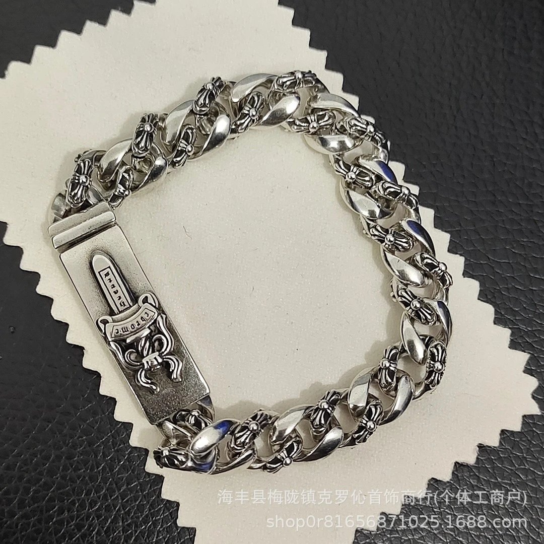 Chrome Hearts Floral Link Bracelet Silver Jewelry - 5