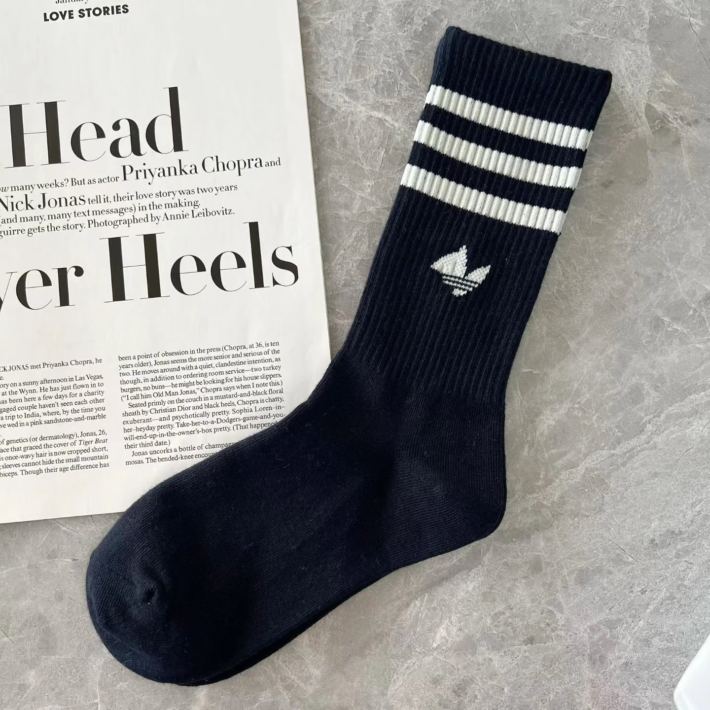 Adidas Originals Three-Stripe Crew Socks Navy with Burgundy - 13
