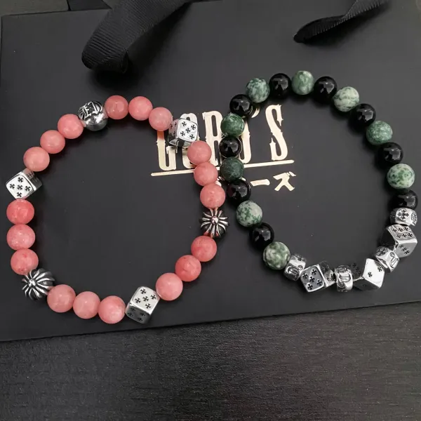 Chrome Hearts Dice and Maltese Cross Bead Bracelet Black Jewelry - 4