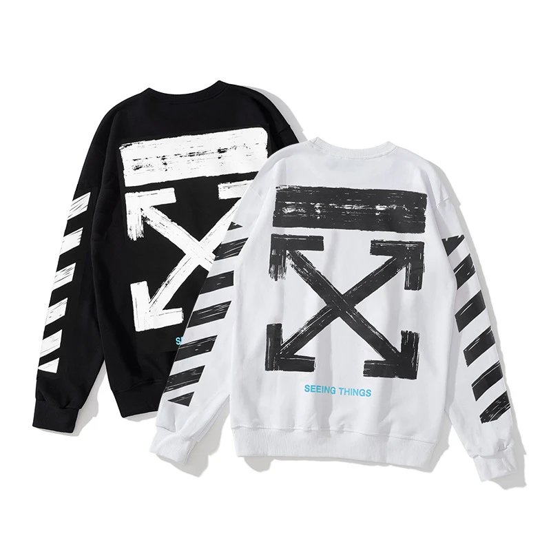 Off-White Diagonal Print Zip-Up Hoodie Black - 76