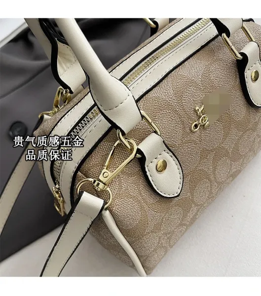 Design Cherry Print Boston Bag Pink Handbag - 6