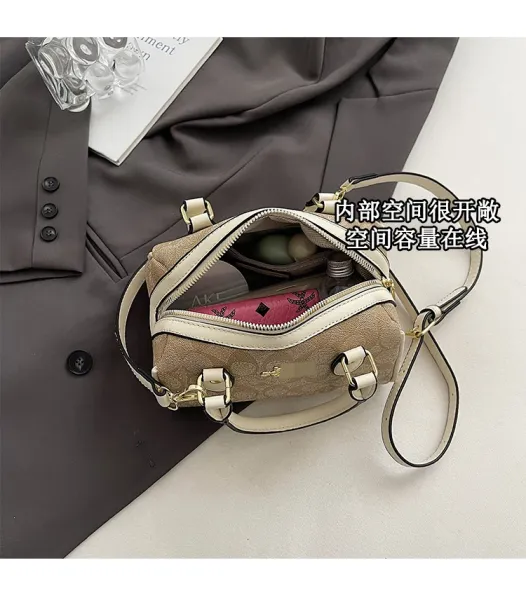 Design Cherry Print Boston Bag Pink Handbag - 9