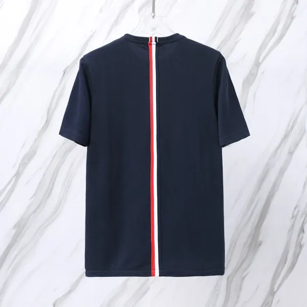 Thom Browne Stripe Detail Navy T-Shirt - 1