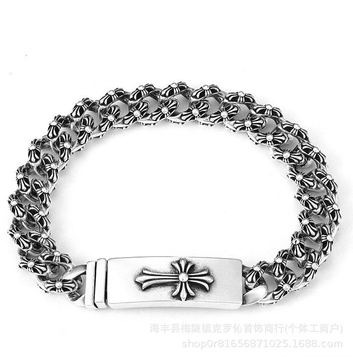 Chrome Hearts Floral Link Bracelet Silver Jewelry - 38