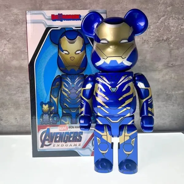Medicom Toy x Marvel Bearbrick Iron Man Mark 85 Blue Gold Collectible Figure Accessories - 1